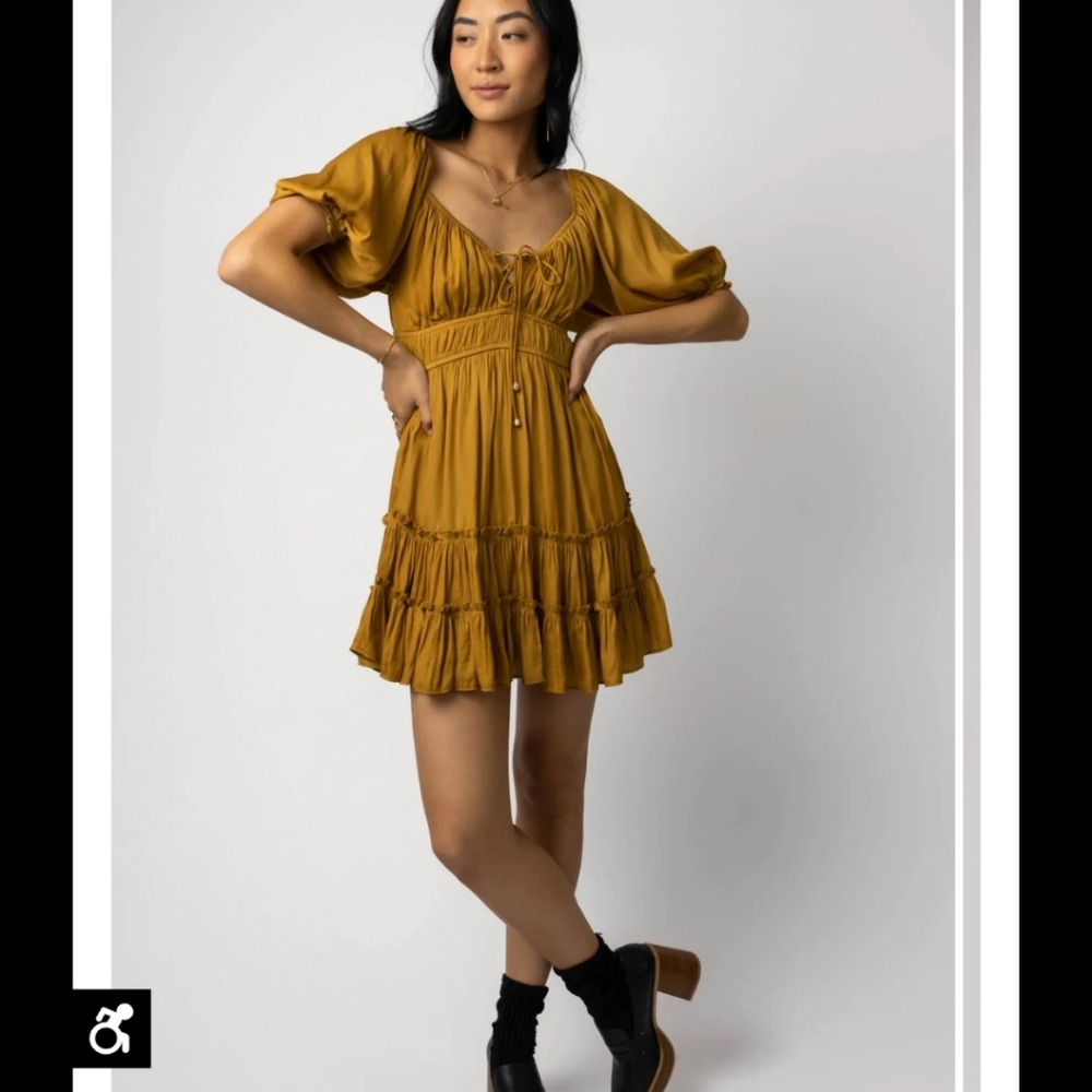 EVIE Tiered Mini Dress in Chartreuse